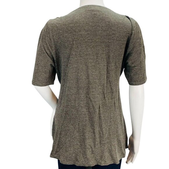 J Jill | Pure Jill Womens Top Linen Modal Blend Stripe Tie Front Petite Size LP - Picture 7 of 12